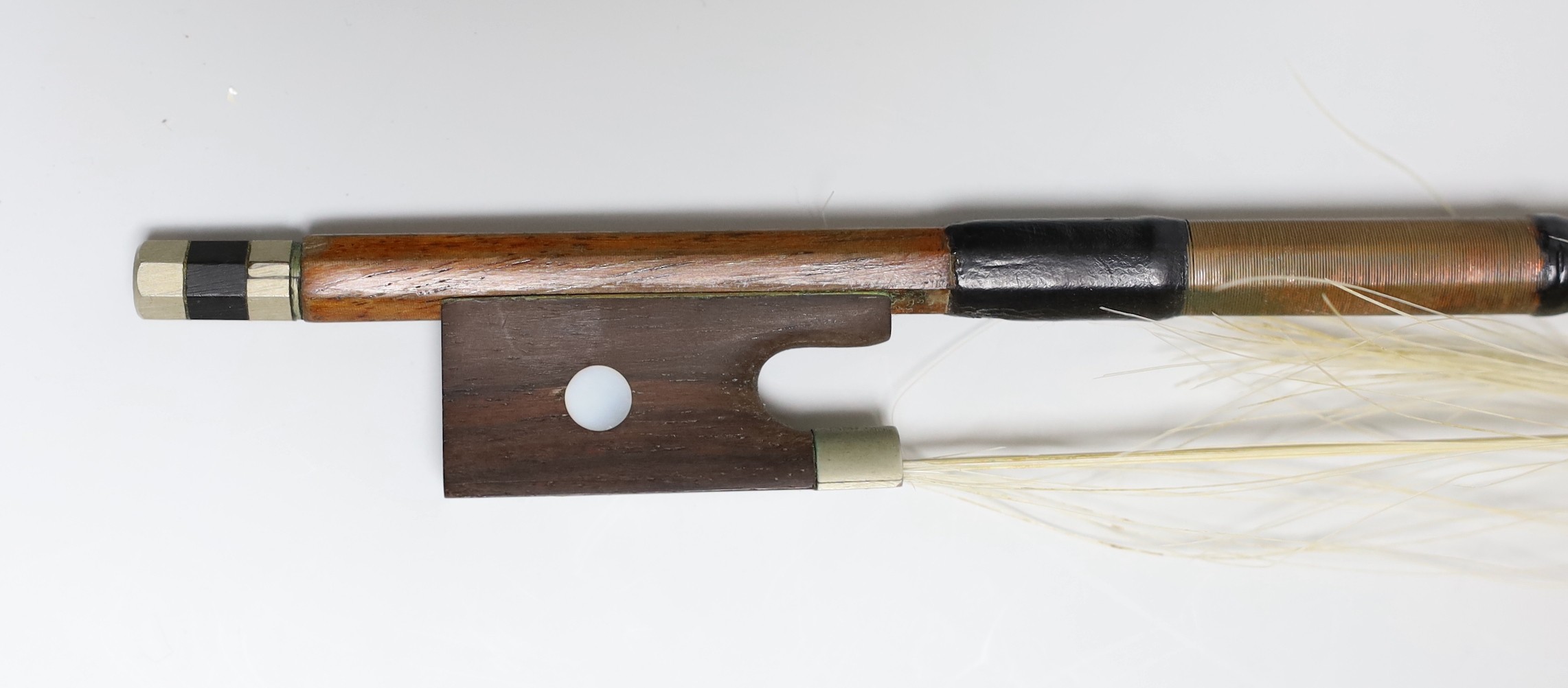 A cased viola and bow, viola back measures, 40.5cm